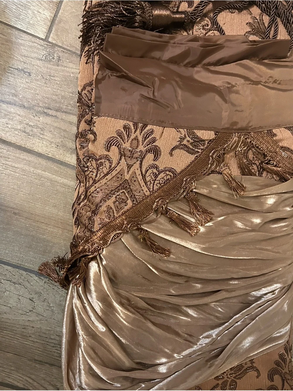 Brown Deluxe 2PCS Window Curtain Panel -  with attached valence 53